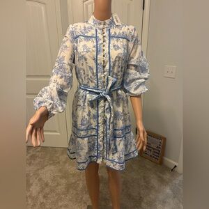 Elegant Blue and White Floral Dress by J.Marie.